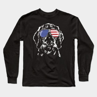 Wire Haired Dachshund American Flag sunglasses patriotic dog Long Sleeve T-Shirt